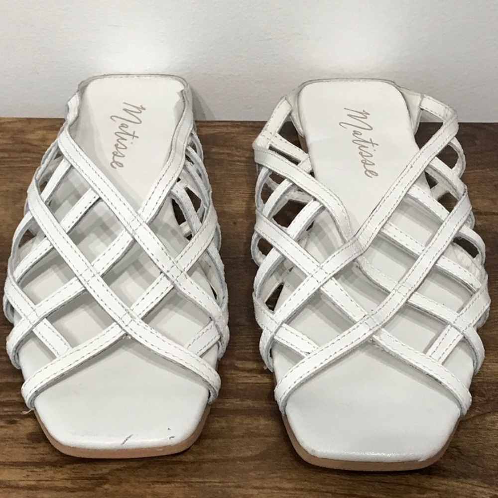 Matisse Spiral Sandal Geometric Ballet Flats Square Toe White 8M